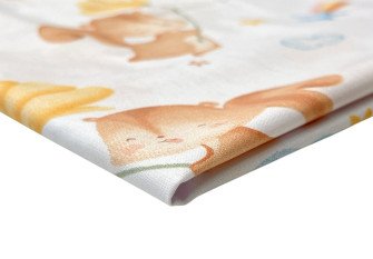 Medvilnė - drobelė Burundukai baltame