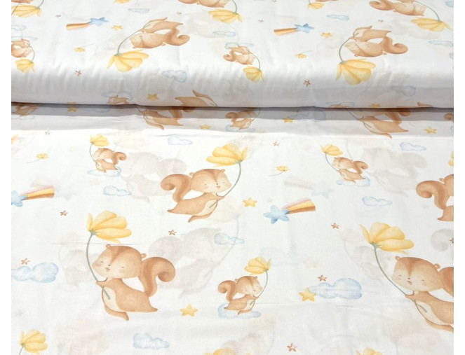 Cotton - canvas Chipmunks in white pigiau