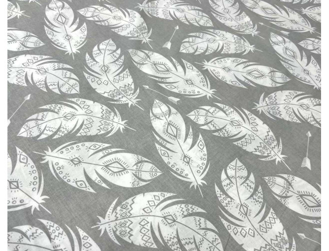Cotton - canvas Feathers in grey pigiau