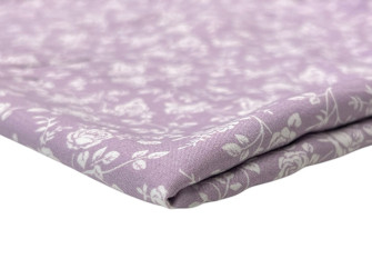 Viscose fabric White flowers in lilac Viscose fabric White flowers in lilac