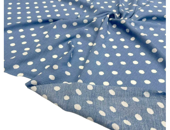Viscose crepe White dots in light blue internetu