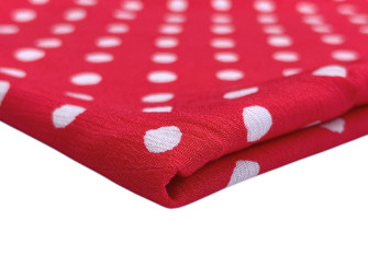 Viscose crepe White dots in bright red