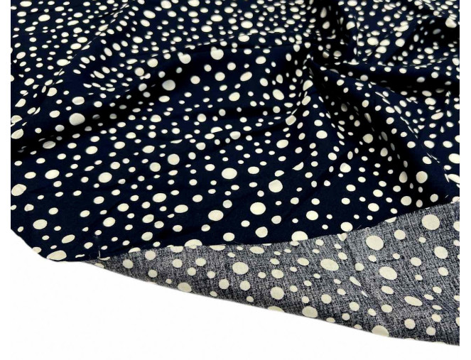 Viscose fabric White polka dots in dark blue internetu
