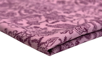 Viscose fabric Violet flowers in pink