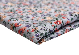 Viscose fabric Coloured flowers in grey Viscose fabric Coloured flowers in grey