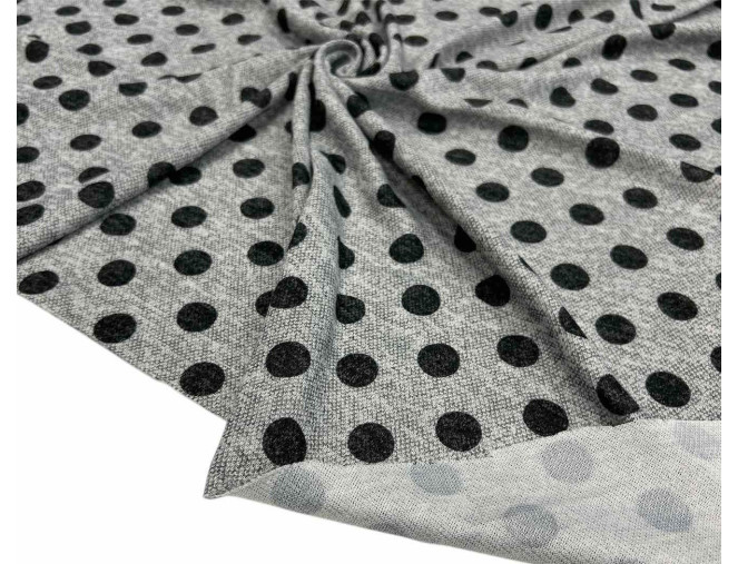 Knitted jersey Black bubbles in grey internetu