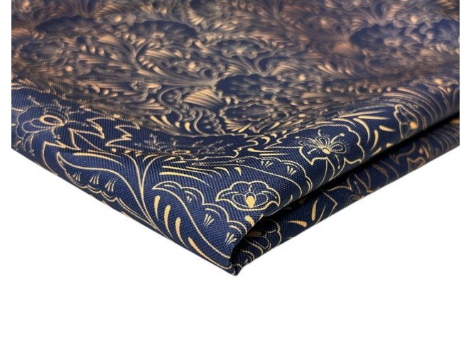 Vandeniui atsparus audinys Oxford Gėlių raštai tamsiai mėlyname