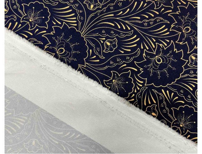 Vandeniui atsparus audinys Oxford Gėlių raštai tamsiai mėlyname internetu