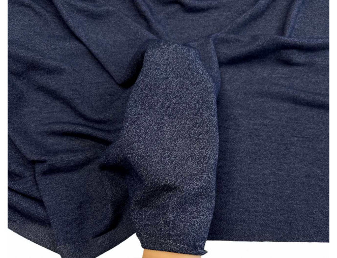 Knitted knitted fabric with viscose Navy blue melange pigiau