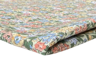 Poplin audinys Gėlytės žalsvame