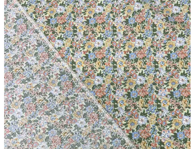 Poplin fabric Flowers in teal pigiau