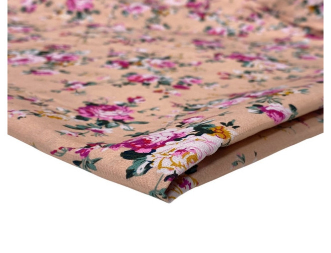 Poplin audinys Rožės rausvame