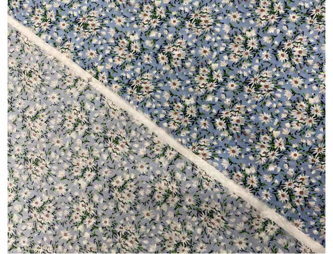 Poplin audinys Gėlytės melsvame pigiau