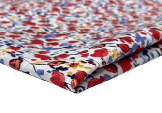 Poplin audinys Aguonos baltame