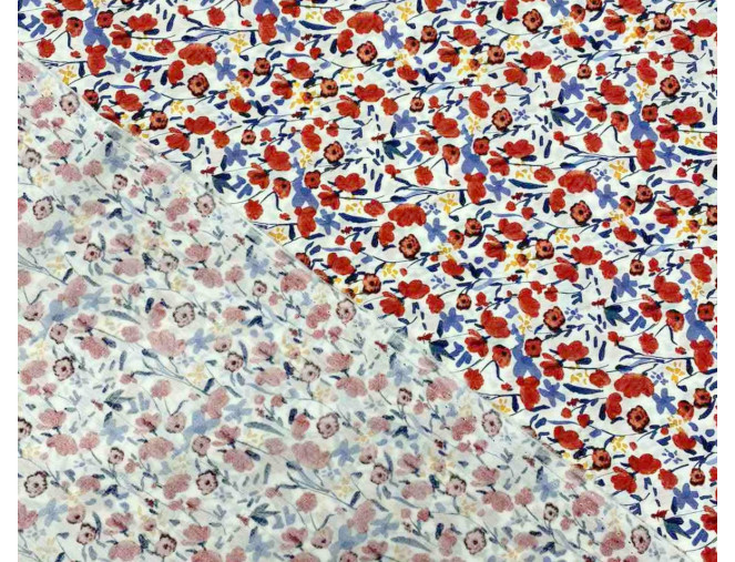 Poplin fabric Poppy white pigiau