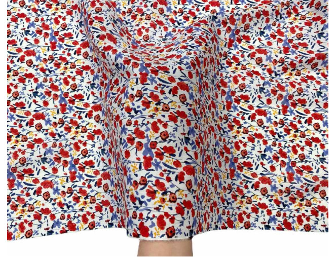 Poplin fabric Poppy white internetu