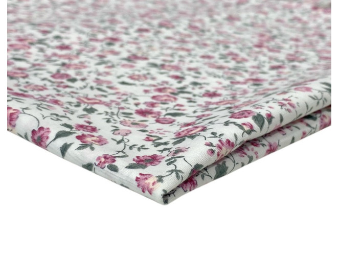 Poplin audinys Gėlytės baltame