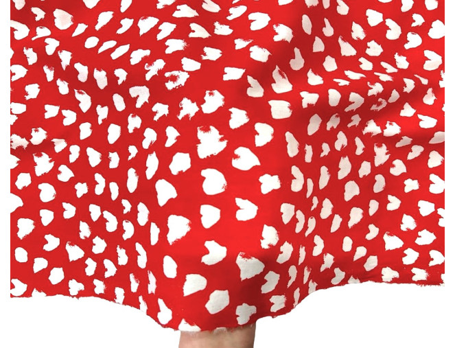 Poplin fabric White spots in red internetu