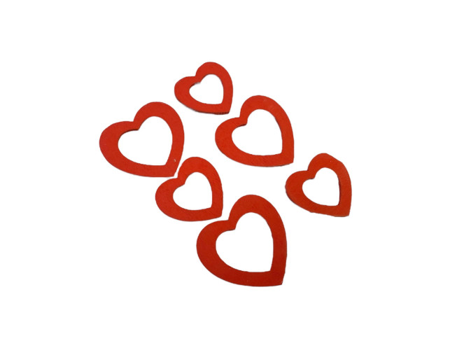 Wooden stickers hearts 6pcs