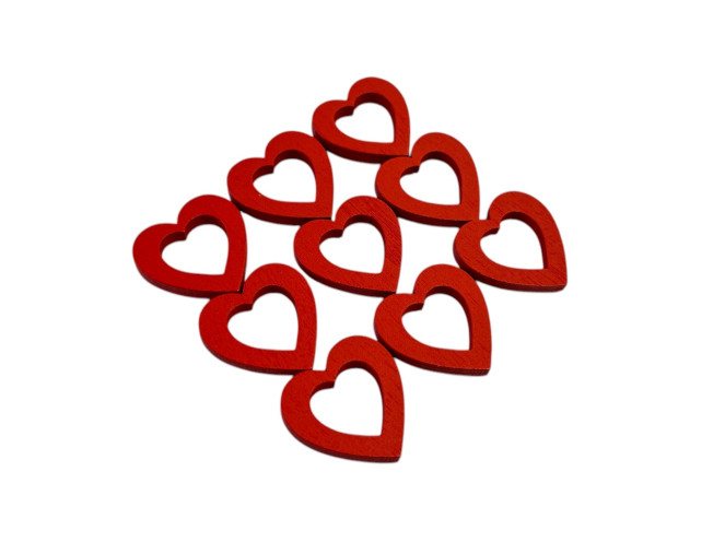 Wooden stickers hearts 9pcs