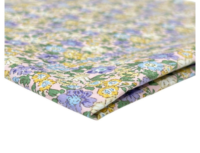 Poplin audinys Gėlytės rausvame