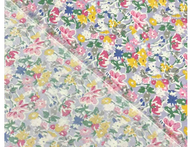 Poplin fabric Floral patterns in lilac pigiau
