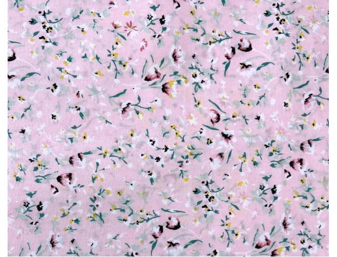 Poplin fabric Flower branches in pink internetu