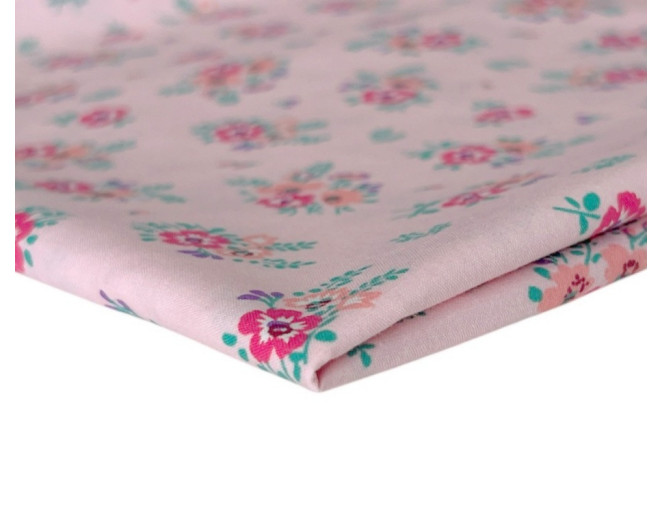 Poplin fabric Flowers in pink