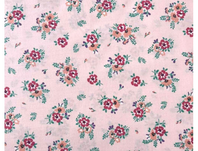 Poplin fabric Flowers in pink pigiau
