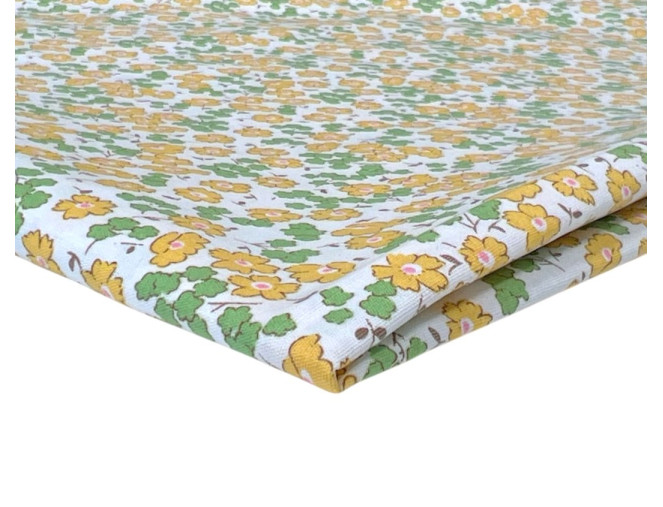 Poplin audinys Geltonos gėlytės