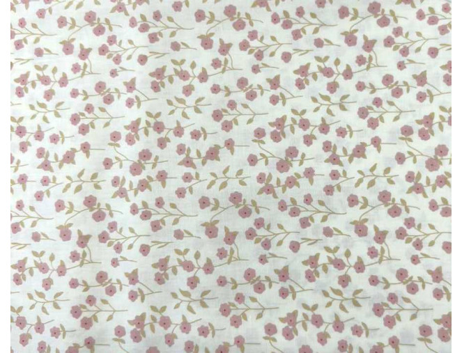Poplin fabric Pink flowers in yellow internetu