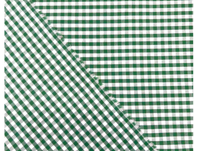 Poplin fabric Green checks pigiau