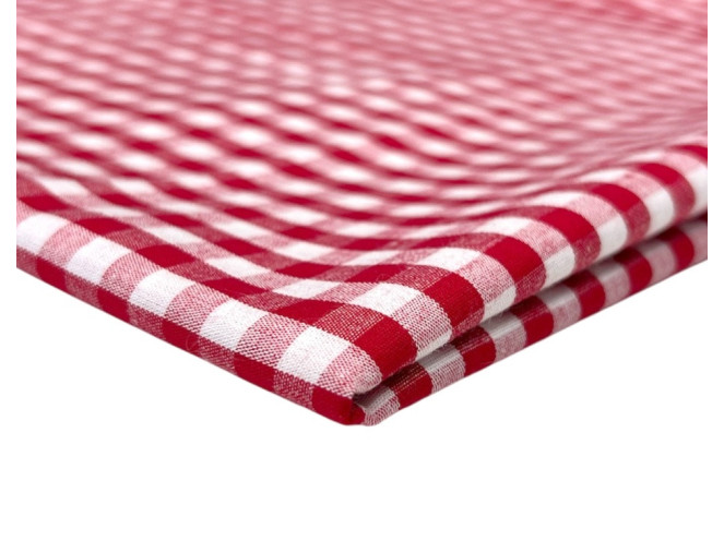 Poplin audinys Raudoni langeliai