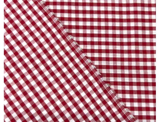 Poplin audinys Raudoni langeliai pigiau