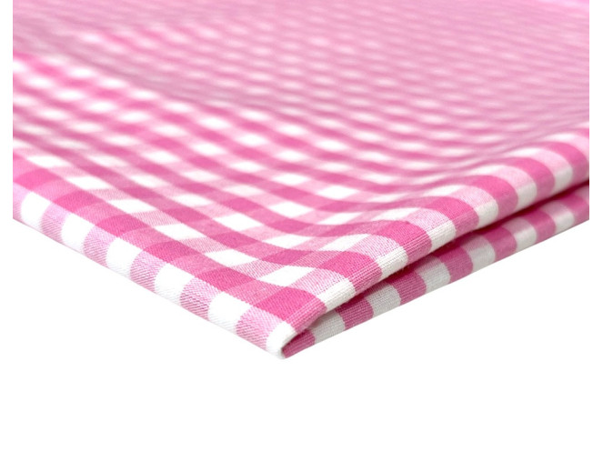 Poplin audinys Rožiniai langeliai