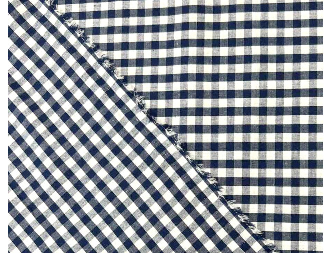 Poplin audinys Tamsiai mėlyni langeliai pigiau