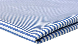 Poplin audinys Mėlyni dryžiai