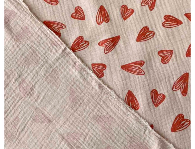 Muslin Hearts in ash pink pigiau