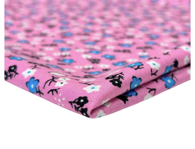 Viskozinis audinys Gėlytės rožiniame