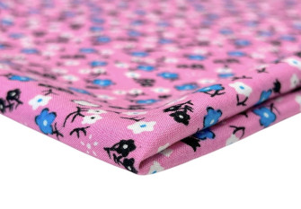 Viscose fabric Flowers in pink