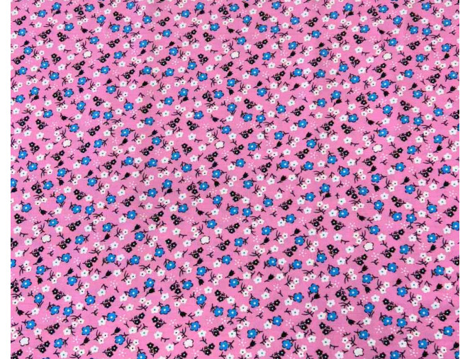 Viskozinis audinys Gėlytės rožiniame internetu