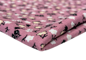 Viscose fabric Flowers in ash pink