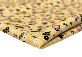Viscose fabric Flowers in yellow