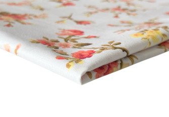 Cotton - canvas Red flowers in white