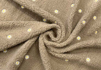 Teddy fabric Daisy in beige 265gr/kv.m.