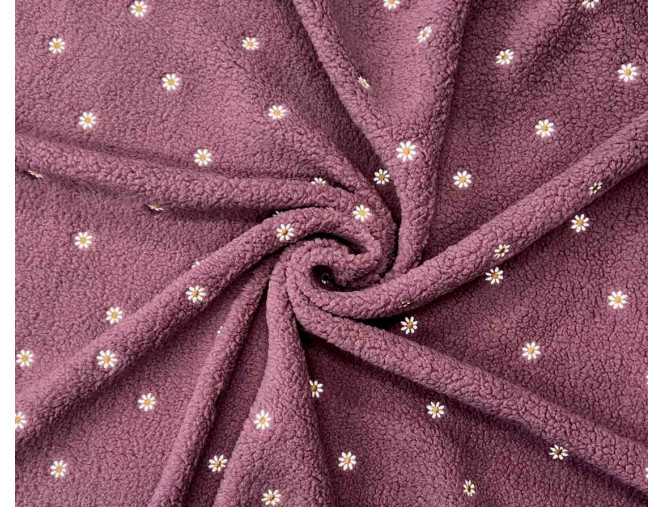 Teddy fabric Daisy burgundy 265gr/kv.m.