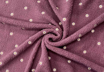 Teddy fabric Daisy burgundy 265gr/kv.m.