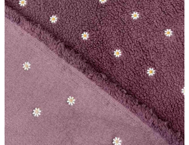 Teddy fabric Daisy burgundy 265gr/kv.m. pigiau