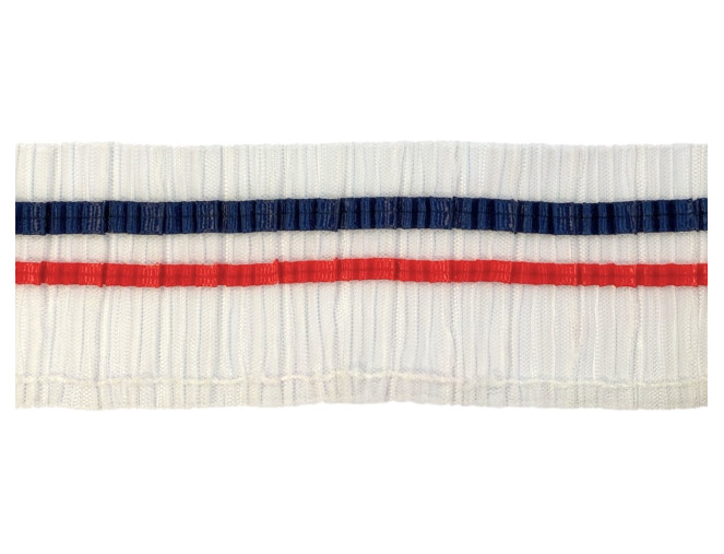 Pleated tulle ribbon 80mm White