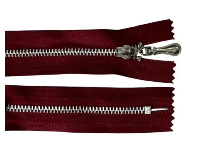 Metal zipper 10cm Bordeaux